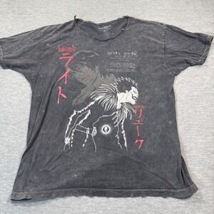Death Note Shirt Mens XL Black Acid Wash Ryuk Light Yagami Anime Manga Graphic